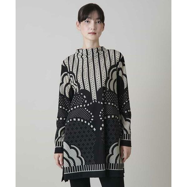 HIROKO KOSHINO / ヒロココシノ ジオメトリックアートチュールチュニック /日本製/洗...
