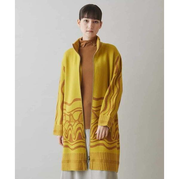 HIROKO KOSHINO / ヒロココシノ ウェーブジャカードウールニットコート/日本製