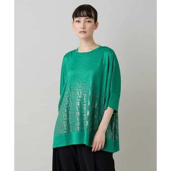 HIROKO KOSHINO / ヒロココシノ グリッターロゴカットソー/日本製/洗える