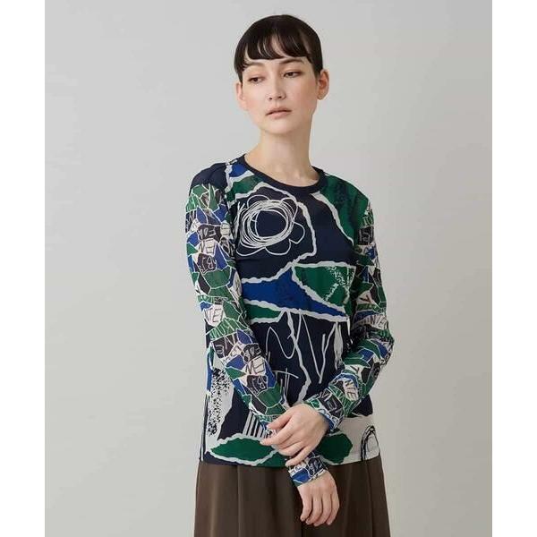 HIROKO KOSHINO / ヒロココシノ アートプリントチュールカットソー/日本製/洗える