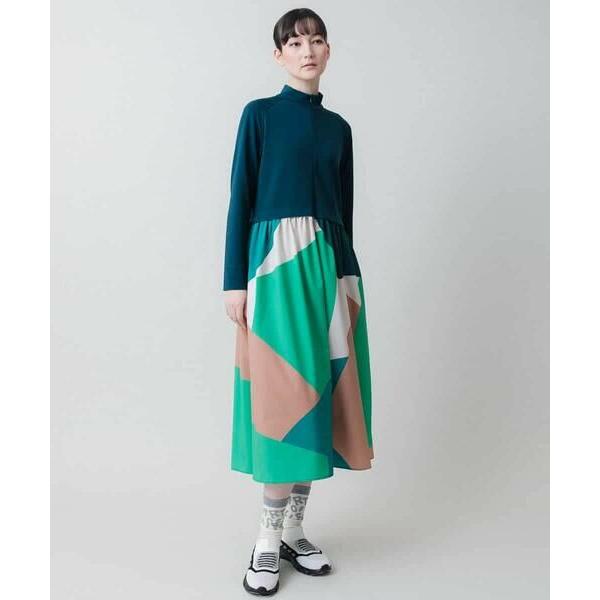 HIROKO KOSHINO / ヒロココシノ 2WAYストレッチ幾何プリントワンピース /日本製/...