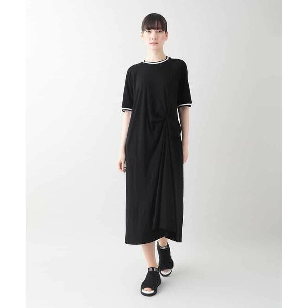 HIROKO KOSHINO / ヒロココシノ 配色リブツイストデザインワンピース/日本製/洗える