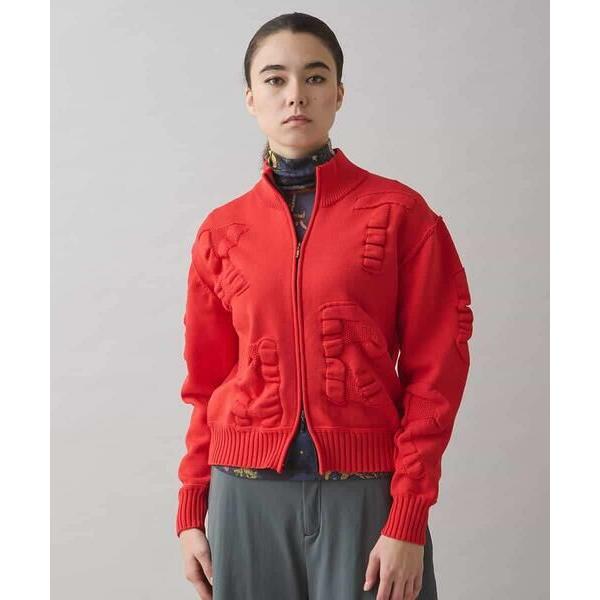 HIROKO KOSHINO / ヒロココシノ ロゴモチーフニットブルゾン/洗える