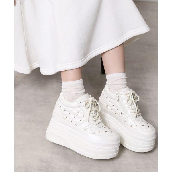 ESPERANZA / エスペランサ きゅんフィット厚底フラットキルティングスタッズスニーカー