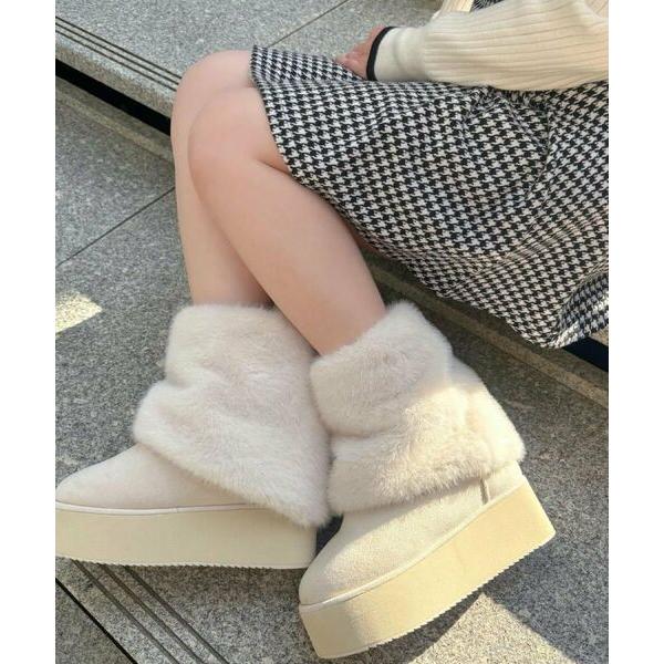 ESPERANZA / エスペランサ フェイクファー付き2WAYムートン調ブーツ