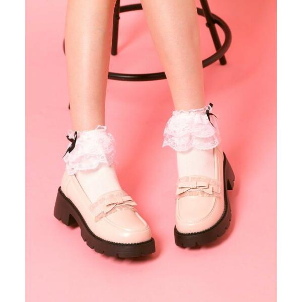 ESPERANZA / エスペランサ フリル付きリボンローファー