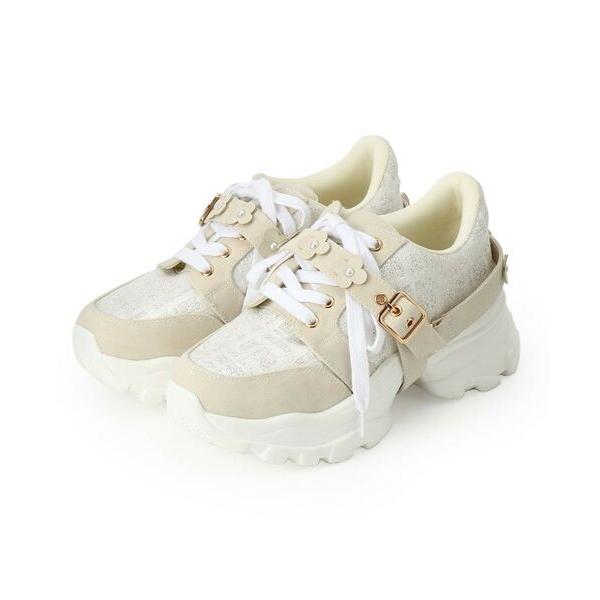 ESPERANZA / エスペランサ ツイード風フラワーベルト厚底スニーカー