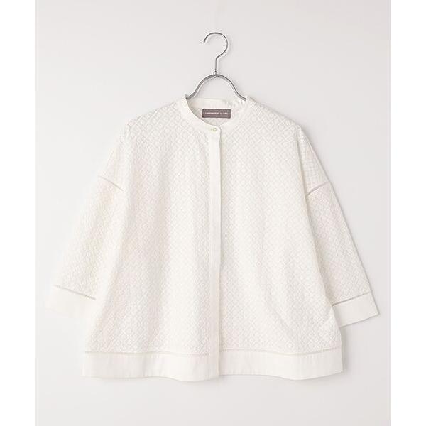 LOGEMENT DE CLAIRE / ロジュモンドクレール バンドカラーコットンレースシャツ