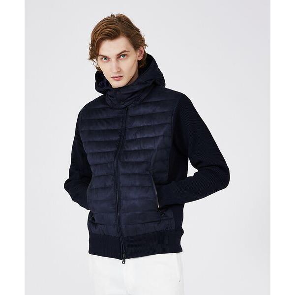 DESIGNWORKS / デザインワークス ニットコンビ  ダウンフード フェイクスウェード ブル...