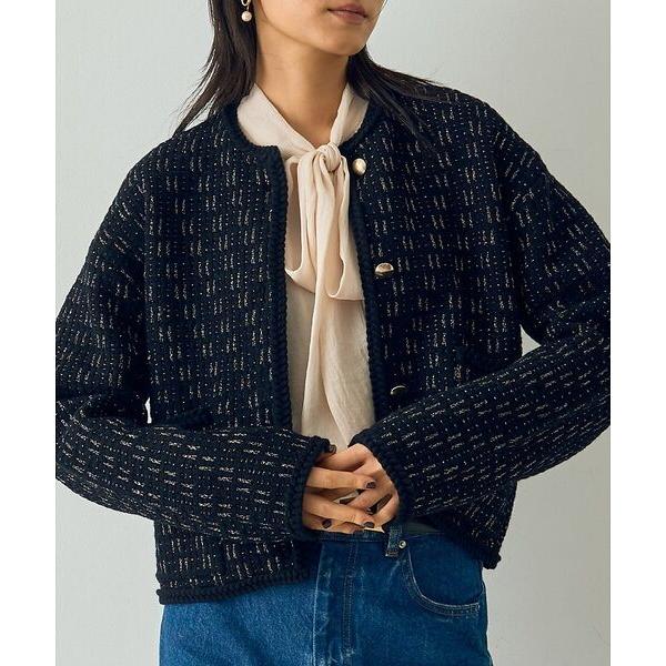 DESIGNWORKS / デザインワークス ラメツイードライクニットショートジャケット