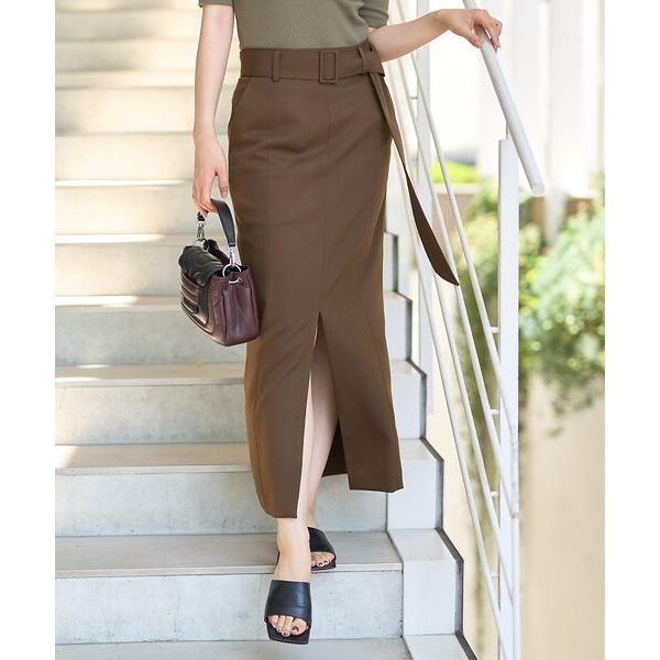 DESIGNWORKS / デザインワークス フロントスリット切替えベルテッドロングスカート