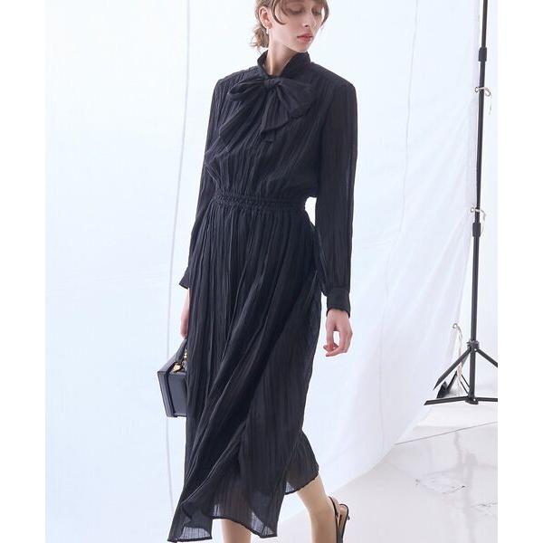 DESIGNWORKS / デザインワークス オーガンジープリーツ加工ボウタイワンピース