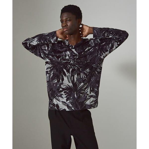 5351POUR LES HOMMES / 5351プール・オム 総柄 ベロア  Vネック 長袖 ニ...