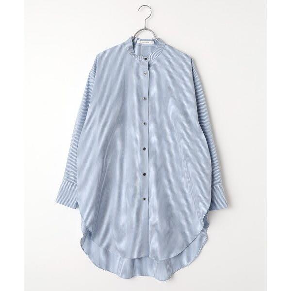 PLAIN PEOPLE / プレインピープル ハイカウントストライプバンドカラーシャツ