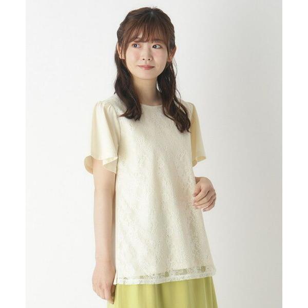 LAURA ASHLEY / ローラ アシュレイ 【身頃綿100％/洗える】フロントレースTシャツ