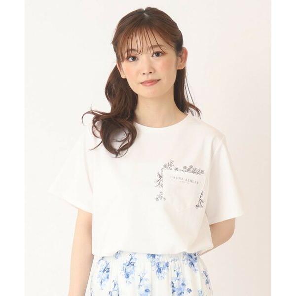 LAURA ASHLEY / ローラ アシュレイ 【接触冷感/洗える】ブランブル柄ポケットTシャツ