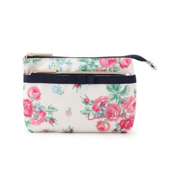 LAURA ASHLEY / ローラ アシュレイ バンチェッドロージズ柄　多層ポーチ