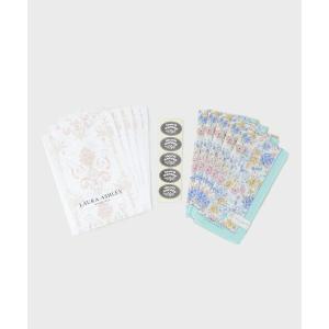 LAURA ASHLEY / ローラ アシュレイ 【WEB限定／お配りギフトにおすすめ！／ラッピング資材付き】大リボン＆お花 プリントハンカチ ミント 5枚セット