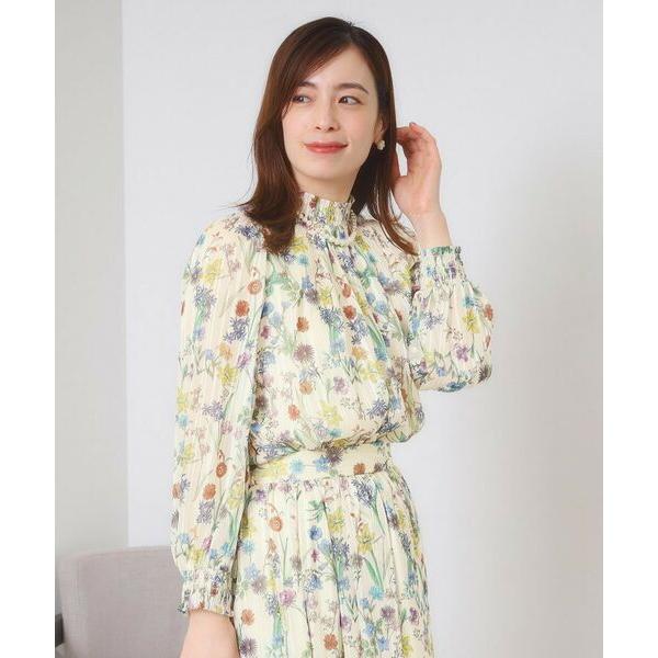 ITS&apos;DEMO / イッツデモ 【手洗い可／セットアップ可】ラメストライプ花柄ブラウス