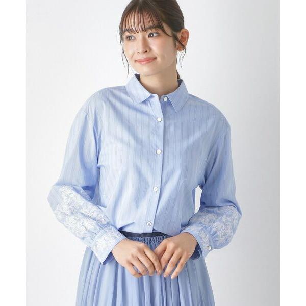 CORDIER / コルディア 【M〜3Lサイズ】刺繍デザインストライプブラウス