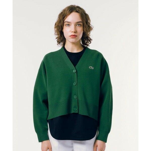 LACOSTE / ラコステ クロップド丈 ミラノリブニットVネックカーディガン