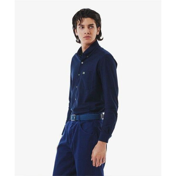 LACOSTE / ラコステ ジャカードストライプボタンダウンジャージシャツ