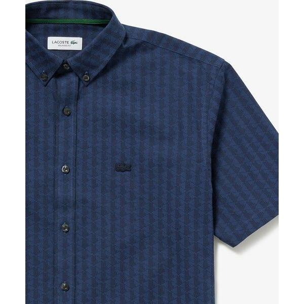 LACOSTE / ラコステ モノグラム柄 プリントジャカードシャンブレーオックスフォードシャツ