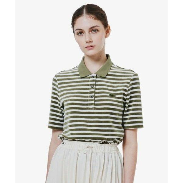 LACOSTE / ラコステ ベロアボーダー半袖ポロシャツ