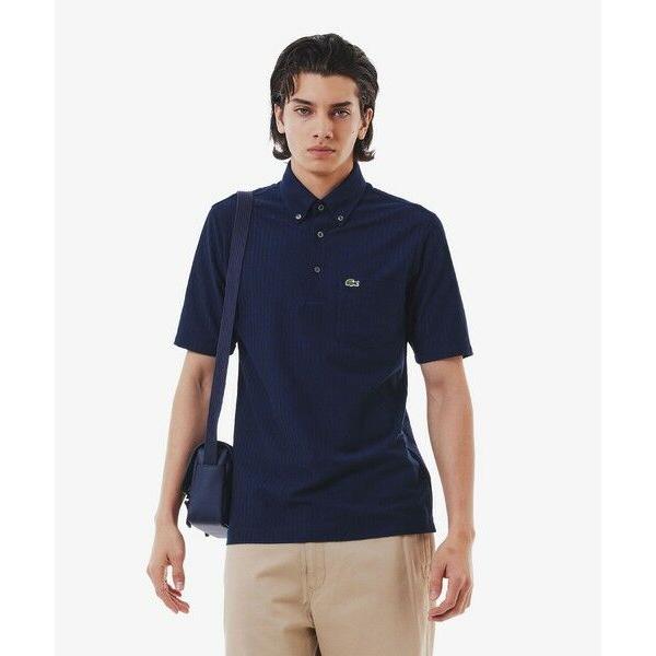 LACOSTE / ラコステ 鹿の子地切り替え同色ストライプボタンダウンポロシャツ