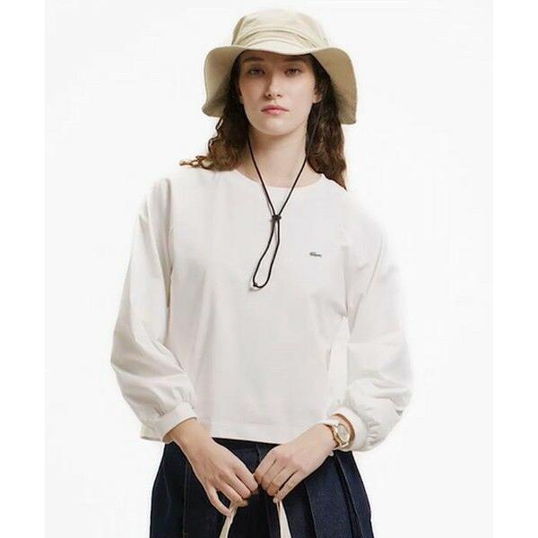 LACOSTE / ラコステ クロップド丈 バルーンスリーブ ギャザー ロングスリーブTシャツ