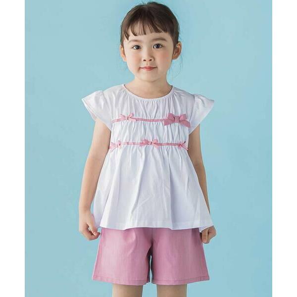 BeBe Petits Pois Vert / ベベ プチ ポワ ヴェール 【店舗限定】リボントップ...