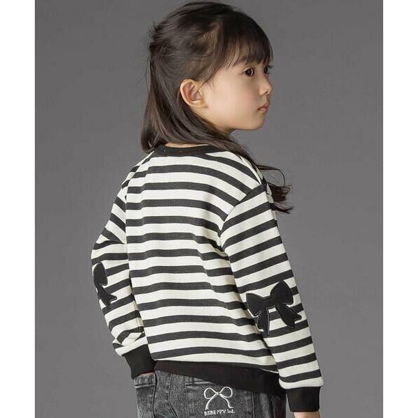 BeBe Petits Pois Vert / ベベ プチ ポワ ヴェール 【店舗限定】ボーダー裏毛...