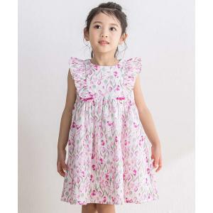 BeBe Petits Pois Vert / ベベ プチ ポワ ヴェール チューリップ柄ワンピース(95~150cm)｜selectsquare