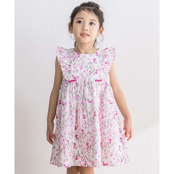 BeBe Petits Pois Vert / ベベ プチ ポワ ヴェール チューリップ柄ワンピース...