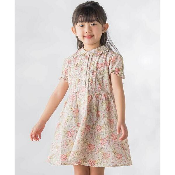 BeBe Petits Pois Vert / ベベ プチ ポワ ヴェール 花柄フリル襟付きワンピー...