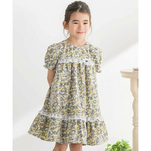 BeBe Petits Pois Vert / ベベ プチ ポワ ヴェール 花刺しゅう＋花プリントワ...