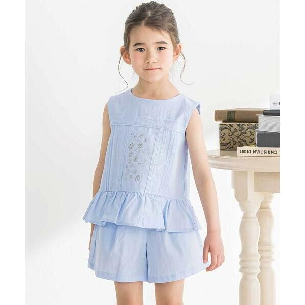 BeBe Petits Pois Vert / ベベ プチ ポワ ヴェール 刺しゅう入り花柄ブラウス...