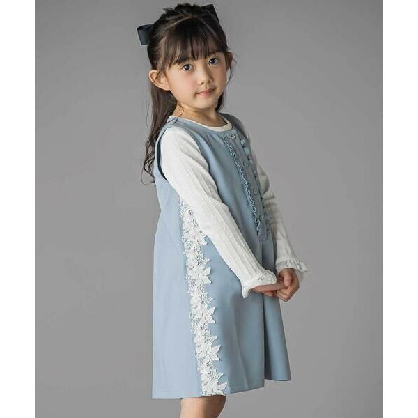 BeBe Petits Pois Vert / ベベ プチ ポワ ヴェール 【お揃い】フリル＆花レー...