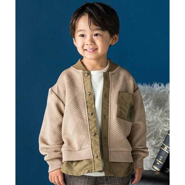 BeBe Petits Pois Vert / ベベ プチ ポワ ヴェール 配色キルトブルゾン(95...
