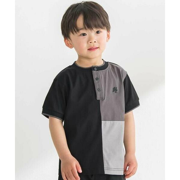 BeBe Petits Pois Vert / ベベ プチ ポワ ヴェール キレイ天竺切り替え配色ハ...