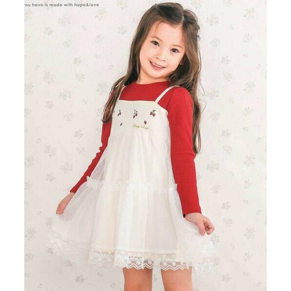 SLAP SLIP / スラップ スリップ イチゴ刺しゅうフワフワチュールティアードドッキングワンピ...