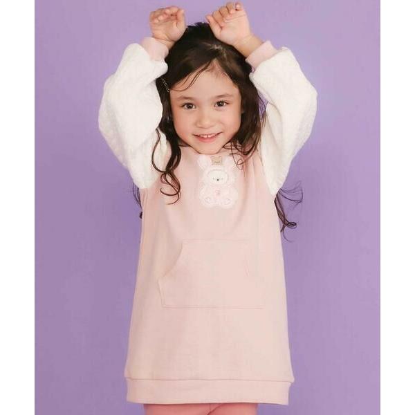 SLAP SLIP / スラップ スリップ ウサギネコアニマルふわふわパッチ刺しゅう袖切り替えフーデ...
