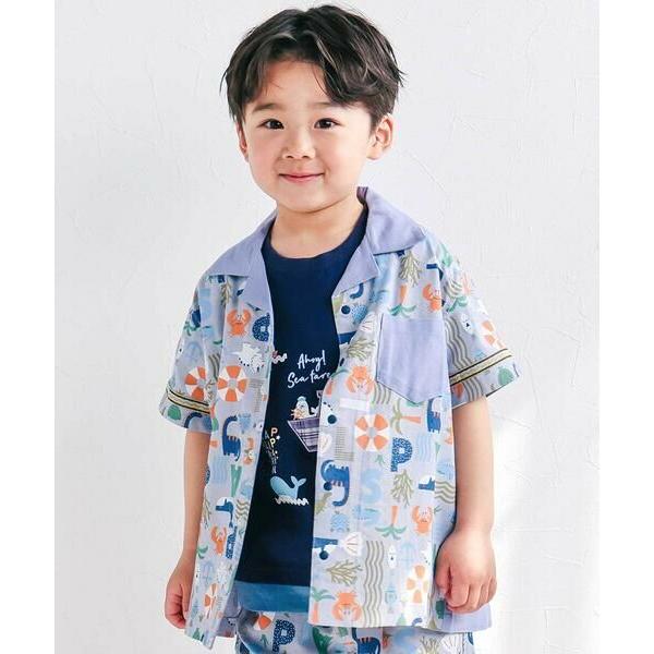 SLAP SLIP / スラップ スリップ 【接触冷感/お揃い】海の生き物恐竜果物総柄切り替え半袖シ...
