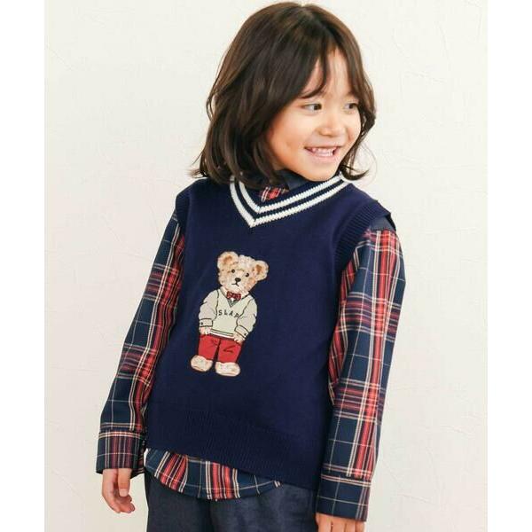 SLAP SLIP / スラップ スリップ クマ刺しゅうラインリブニットベスト(80~130cm)