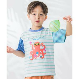 SLAP SLIP / スラップ スリップ 夏満喫いきものプリントボーダー柄半袖Tシャツ(80~130cm)｜selectsquare