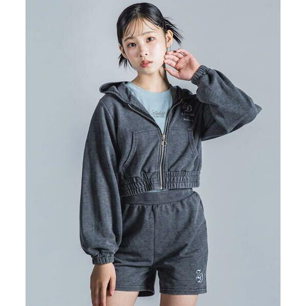 ZIDDY / ジディー ビンテージ風ピグメント加工フード付きトップス+ショートパンツセットアップ(...