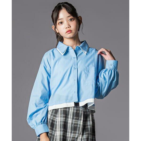 ZIDDY / ジディー ダブル襟長袖シャツブラウス&amp;タンクトップセット(130~160cm)