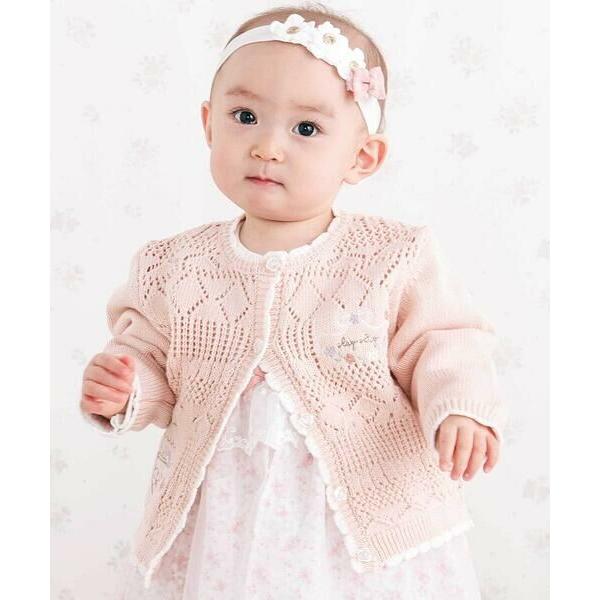 SLAP SLIP BABY / スラップ スリップ ベビー レース編みモチーフ刺しゅうニットカーデ...