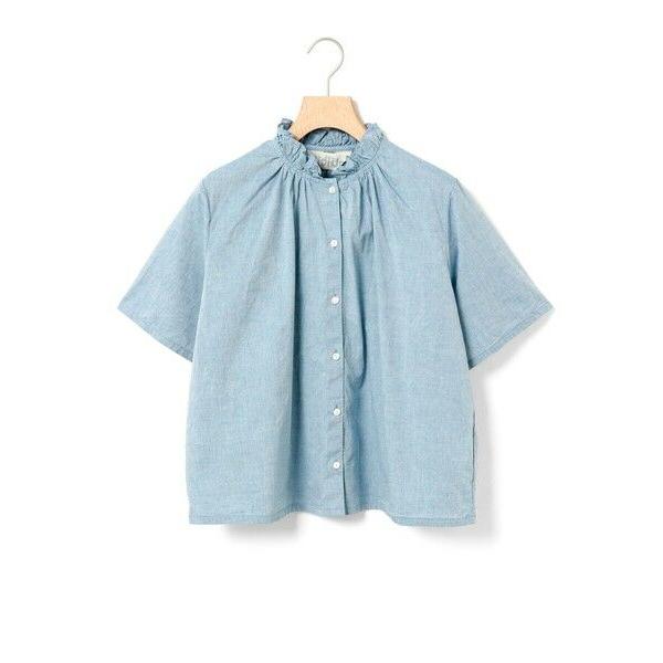 MidiUmi / ミディウミ MidiUmi シャンブレーフリルシャツ