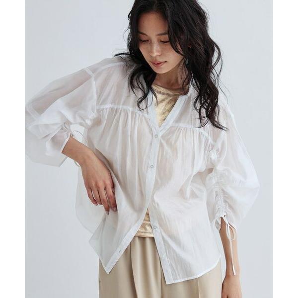 GALLEST / ギャレスト 袖シャーリングシアーローンブラウス